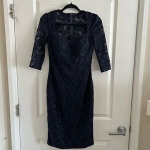 La Femme Midnight Blue Lace Dress